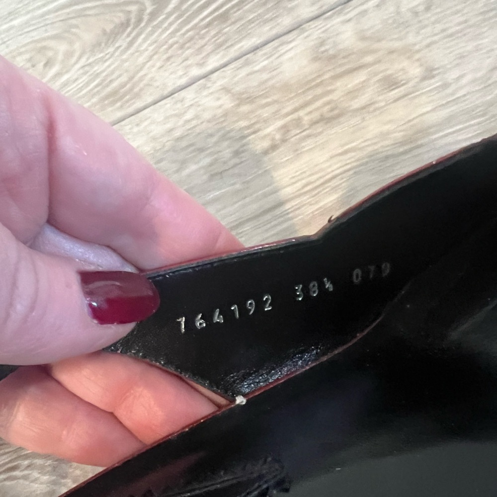 $950 Gucci -Mallory 55 Patent leather Slingback Pumps Size Women's 38.5 - Picture 10 of 15